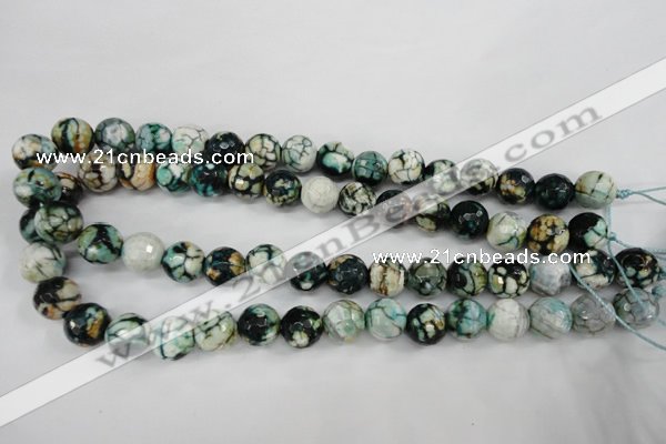 CAG4545 15.5 inches 12mm faceted round fire crackle agate beads