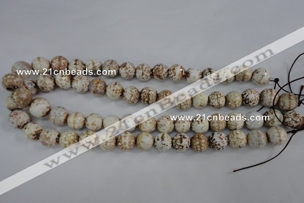 CAG4546 15.5 inches 12mm faceted round fire crackle agate beads