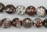 CAG4547 15.5 inches 12mm faceted round fire crackle agate beads