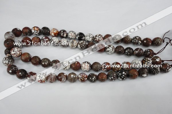 CAG4547 15.5 inches 12mm faceted round fire crackle agate beads