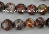 CAG4548 15.5 inches 12mm faceted round fire crackle agate beads