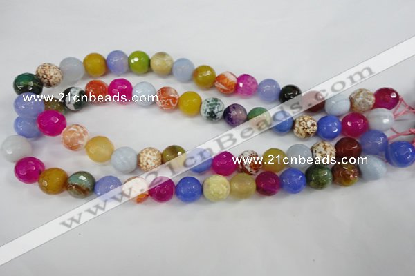 CAG4549 15.5 inches 12mm faceted round fire crackle agate beads