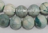 CAG4556 15.5 inches 14mm faceted round fire crackle agate beads