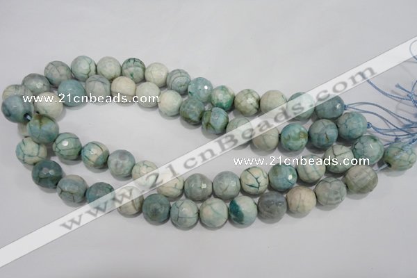 CAG4556 15.5 inches 14mm faceted round fire crackle agate beads