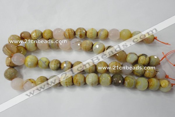 CAG4558 15.5 inches 14mm faceted round fire crackle agate beads