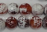 CAG4560 15.5 inches 14mm faceted round fire crackle agate beads