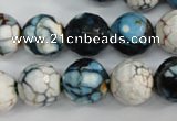 CAG4561 15.5 inches 14mm faceted round fire crackle agate beads