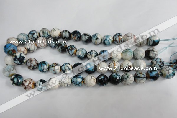 CAG4561 15.5 inches 14mm faceted round fire crackle agate beads