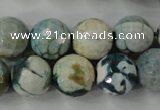 CAG4562 15.5 inches 14mm faceted round fire crackle agate beads