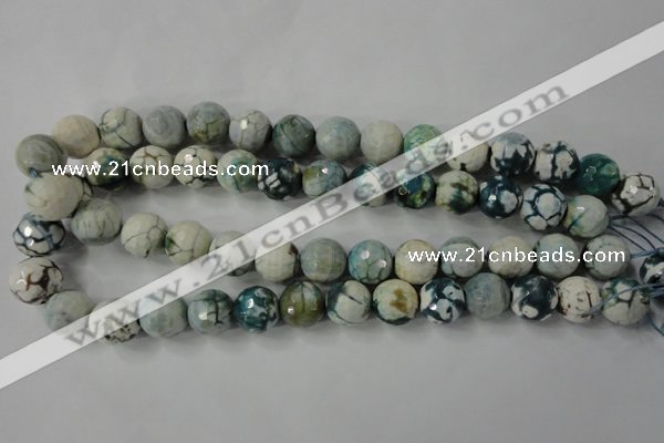 CAG4562 15.5 inches 14mm faceted round fire crackle agate beads