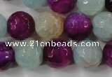 CAG4563 15.5 inches 14mm faceted round fire crackle agate beads