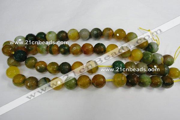 CAG4566 15.5 inches 14mm faceted round agate beads wholesale