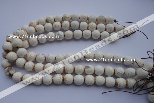 CAG4569 15.5 inches 13mm - 14mm faceted round fire crackle agate beads