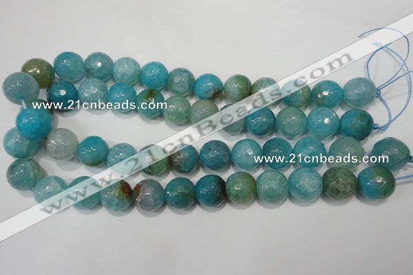 CAG4571 15.5 inches 16mm faceted round fire crackle agate beads