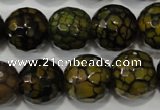 CAG4572 15.5 inches 16mm faceted round fire crackle agate beads