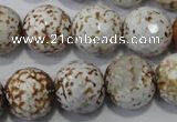 CAG4573 15.5 inches 16mm faceted round fire crackle agate beads