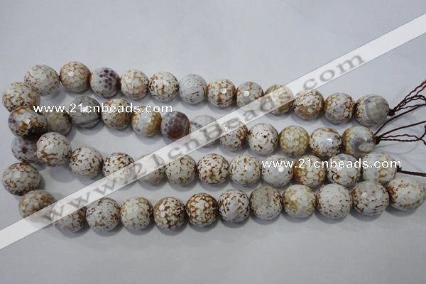 CAG4573 15.5 inches 16mm faceted round fire crackle agate beads