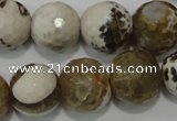 CAG4574 15.5 inches 16mm faceted round fire crackle agate beads