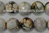 CAG4575 15.5 inches 16mm faceted round fire crackle agate beads