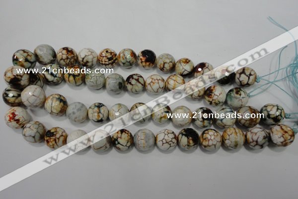 CAG4575 15.5 inches 16mm faceted round fire crackle agate beads