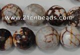 CAG4576 15.5 inches 16mm faceted round fire crackle agate beads