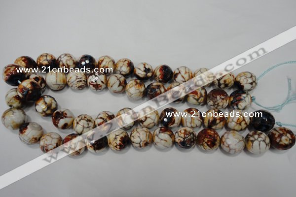 CAG4577 15.5 inches 16mm faceted round fire crackle agate beads