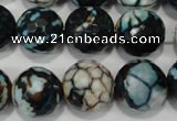 CAG4578 15.5 inches 16mm faceted round fire crackle agate beads