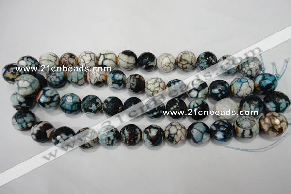 CAG4578 15.5 inches 16mm faceted round fire crackle agate beads