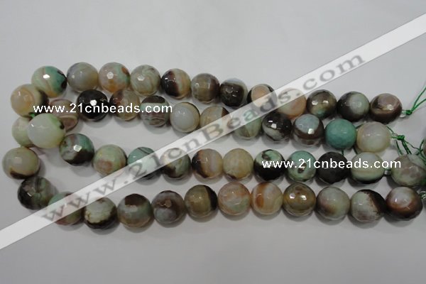 CAG4581 15.5 inches 16mm faceted round fire crackle agate beads