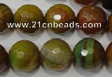 CAG4582 15.5 inches 16mm faceted round fire crackle agate beads