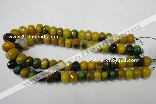 CAG4596 15.5 inches 10*14mm faceted rondelle agate beads wholesale