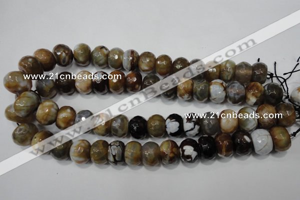 CAG4598 15.5 inches 12*16mm faceted rondelle fire crackle agate beads