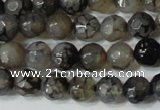 CAG4600 15.5 inches 4mm faceted round fire crackle agate beads