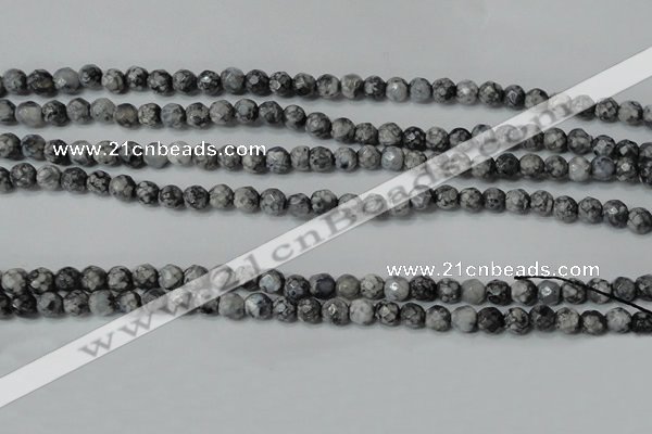 CAG4601 15.5 inches 4mm faceted round fire crackle agate beads