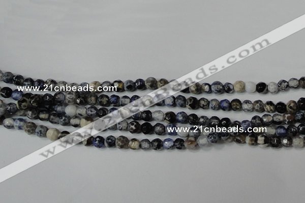 CAG4602 15.5 inches 4mm faceted round fire crackle agate beads