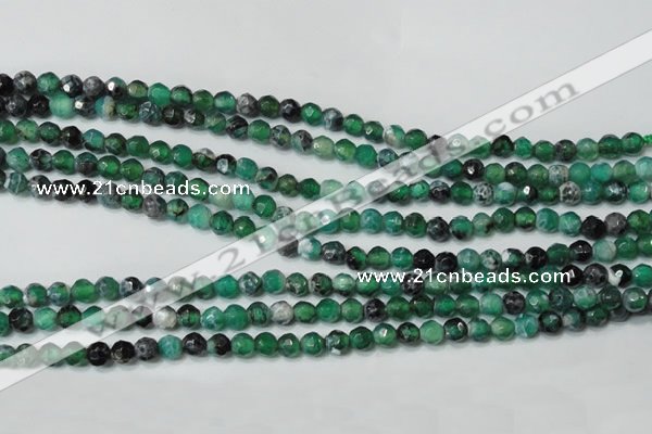 CAG4606 15.5 inches 4mm faceted round fire crackle agate beads