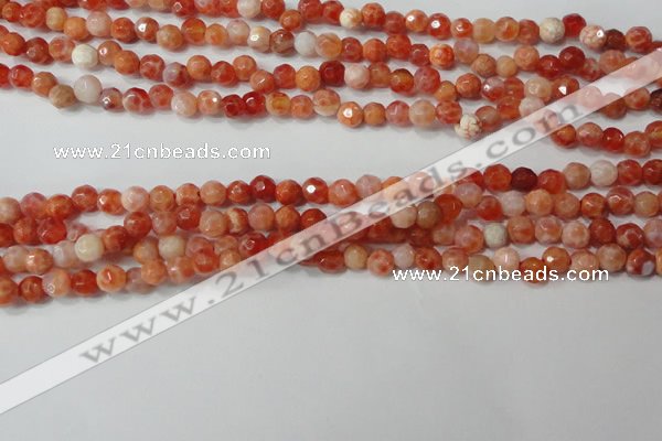 CAG4607 15.5 inches 4mm faceted round fire crackle agate beads