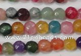 CAG4608 15.5 inches 4mm faceted round fire crackle agate beads