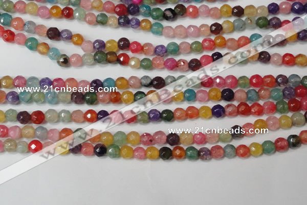 CAG4608 15.5 inches 4mm faceted round fire crackle agate beads