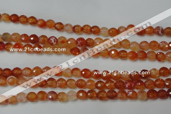 CAG4615 15.5 inches 6mm faceted round fire crackle agate beads