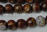 CAG4617 15.5 inches 6mm faceted round fire crackle agate beads