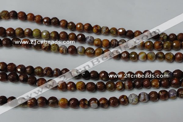 CAG4617 15.5 inches 6mm faceted round fire crackle agate beads