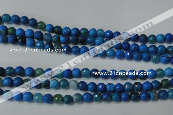 CAG4621 15.5 inches 6mm faceted round fire crackle agate beads