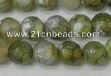 CAG4627 15.5 inches 6mm faceted round fire crackle agate beads