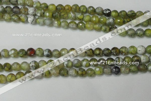 CAG4627 15.5 inches 6mm faceted round fire crackle agate beads