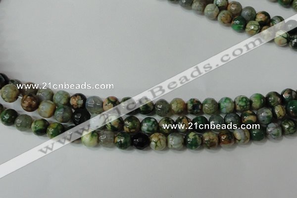 CAG4628 15.5 inches 6mm faceted round fire crackle agate beads