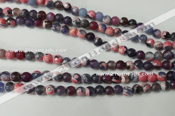 CAG4635 15.5 inches 6mm faceted round fire crackle agate beads