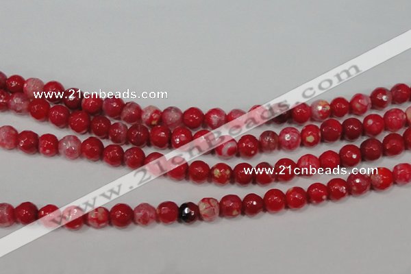 CAG4640 15.5 inches 6mm faceted round fire crackle agate beads