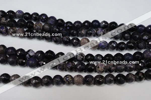 CAG4647 15.5 inches 8mm faceted round fire crackle agate beads