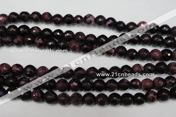 CAG4648 15.5 inches 8mm faceted round fire crackle agate beads